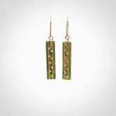 These large drop earrings are beautifully hand made with gorgeous flair. They are fashionable and perfect for a women with style. Hand carved from a gorgeous piece of New Zealand Marsden jade with Gold leaf and gold plated hooks - they are elegant and beautiful.
